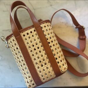 Target Elegant Tan and Cream Woven Handbag